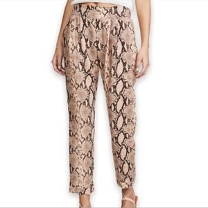 ENZA COSTA 100% Linen Snakeskin Print Pull On Tapered Leg Pant Size 0/XS